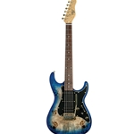 Michael Kelly MK60CBLPRH Double Cutaway Electric Guitar Blue Burst Burl