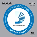 D'Addario PL018 Plain Steel Guitar Single String, .018