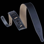 Levy's Leathers DM17-BLK 2 1/2" Wide Black Top Grain Leather Guitar Strap With Decorative Contrast Stitch