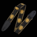 Levy's Leathers MPJG-SUN-BLK 2" Sun Motif Guitar Strap, Black