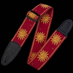 Levy's Leathers MPJG-SUN-RED 2" Sun Motif Guitar Strap, Red