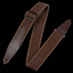 Levy's Leathers MSSC80-BRN 2" Woven Cotton Guitar Strap With Tooled Leather Ends, Brown