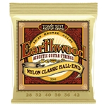 Ernie Ball 2069 Earthwood Folk Nylon, Clear & Gold Ball End, 80/20 Bronze Acoustic Guitar Strings 28-42