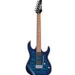 Ibanez GRX70QATBB GRX Electric Guitar, Transparent Quilted Blue