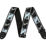 Fender 0990681502 Monogrammed Guitar Strap - Black/Light Grey/Blue - 2"