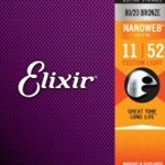 11027 Elixir® Strings 80/20 Bronze Acoustic Guitar Strings w NANOWEB® Coating, Custom Light (.011-.052)