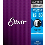 11050 Elixir® Strings 80/20 Bronze Acoustic Guitar Strings w POLYWEB® Coating, Light (.012-.053)