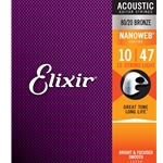 11152 Elixir® Strings 80/20 Bronze 12-String Acoustic Guitar Strings w NANOWEB® Coating, Light (.010-.047)