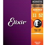 16027 Elixir® Strings Phosphor Bronze Acoustic Guitar Strings w NANOWEB® Coating, Custom Light (.011-.052)