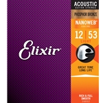 16052 Elixir® Strings Phosphor Bronze Acoustic Guitar Strings w NANOWEB® Coating, Light (.012-.053)