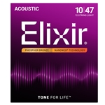 Elixir 16152 12-String Phosphor Bronze Acoustic Guitar Strings w/NANOWEB® Coating, Light (.010-.047)