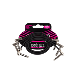 Ernie Ball P06222 12" Flat Ribbon Patch Cable 3-Pack -Black