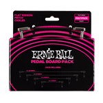 Ernie Ball P06224 Flat Ribbon Patch Cables Pedalboard Multi-Pack - Black
