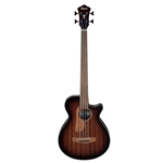 Ibanez AEGB24FEMHS Fretless 4-String Acoustic - Electric Bass Guitar, Mahogany Sunburst High Gloss
