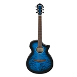 Ibanez AEWC16QATLH Acoustic Electric Guitar, Transparent Blue Sunburst