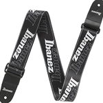 GSD50P6 Ibanez Logo White on Black Guitar Strap