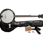 Washburn B8K Banjo Package Deal, Natural w /Gig Bag and Accessories