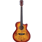 Washburn DFBACEA-U Deep Forest Burl Grand Auditorium Acoustic Electric Guitar, Amber Fade