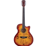 Washburn DFBACEA-U Deep Forest Burl Grand Auditorium Acoustic Electric Guitar. Amber Fade