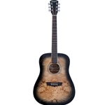 Washburn DFBDB-U Deep Forest Burl Dreadnought Acoustic Electric Guitar, Black Fade