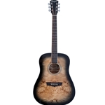 Washburn DFBDB-U Deep Forest Burl Dreadnought Acoustic Electric Guitar. Black Fade