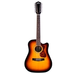 Guild D2612CEDLXATB Deluxe 12-string Dreadnought Acoustic-Electric Guitar, Antique Sunburst
