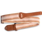 4014-20 Taylor Academy, White/Brown Jacquard Cotton 2" Strap with Amber Buckle