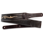 Taylor  4124-25 Spring Vine 2.5" Embroidered Leather Guitar Strap - Chocolate Brown