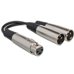 Hosa  YXM-121 Y Cable, XLR3F to Dual XLR3M, 6 in