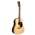 Martin D-X2E12SBRAZ Dreadnought Acoustic Electric Guitar 12 String - Spruce/Faux Brazilian Rosewood HPL - w/Soft Shell Case