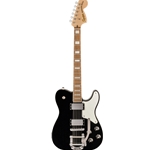 Squier 0377065506 Paranormal Troublemaker Telecaster® Electric Guitar w/ Deluxe Bigsby®, Parchment Pickguard, Black