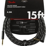 Fender 0990820085 Deluxe Series Instrument Cable - Straight/Angle - 15' Black Tweed
