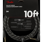 Fender 0990820090 Deluxe Series Instrument Cable - Straight/Angle - 10' - Black Tweed