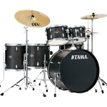 TAMA IE62CBOW Imperialstar Complete 6-piece Drum Set with Snare Drum and Meinl Cymbals - Black Oak Wrap
