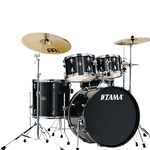 TAMA IE52CHBK Imperialstar 5-piece Complete Drum Set with Snare Drum and Meinl Cymbal - Hairline Black
