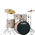 TAMA IE52CNZW Imperialstar 5-piece Complete Drum Set with Snare Drum and Meinl Cymbals - Natural Zebrawood Wrap