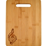 AM Gifts  MUHG3 Wooden Cutting Board G Clef Engraved