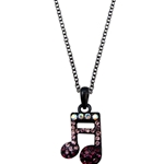AM Gifts  N479 Sixteenth Notes Purple Rhinestone Necklace