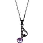 AM Gifts  N509 Eighth Note Purple Rhinestone Necklace