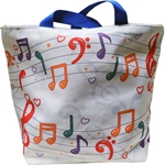 AM Gifts  MUBA8 Large Canvas Tote w/ Zipper-Colorful Notes and Hearts