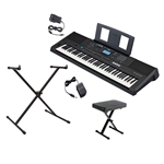 NW Music PSREW425PKG 76-Key Portable Keyboard with Sustain Pedal, X-Stand & Bench