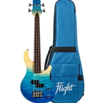 Flight 6314 Mini Bass Ukulele, Solid Body, Transparent Blue
