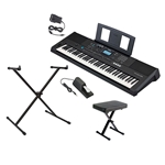 NW Music PSREW425PKGDLX 76-Key Portable Keyboard with Deluxe Pedal, X-Stand & Bench