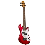 Kala UBASS-SB-RD-FS Solid Body 4-String Fretted U-BASS Candy Apple Red w/ Gig Bag