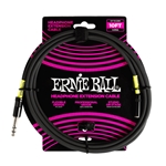 Ernie Ball P06422 Headphone Extension Cable 1/4 to 3.5mm 10ft - Black