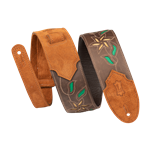 Levy's Leathers M4FV-DBR 2.5" Flowering Vine Leather Comfort Guitar Strap, Dark Brown