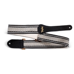 Taylor 4015-20 Academy Guitar / Bass Strap, White/Black Jacquard Cotton w/ Amber Buckle, 2"