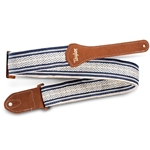 Taylor  4016-20 Academy Guitar / Bass Strap, White/Blue Jacquard Cotton w/ Amber Buckle, 2"