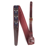 Martin 18A0188 Retro Jacquard Leather Guitar / Bass Strap, Burgundy Blue Festival