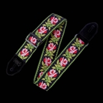 Levy's Leathers MC8JQ-003 2" Pink Black Floral Woven Guitar Strap